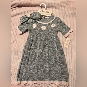 Little Lass Sweater Dress with matching headband, 3T. NWT